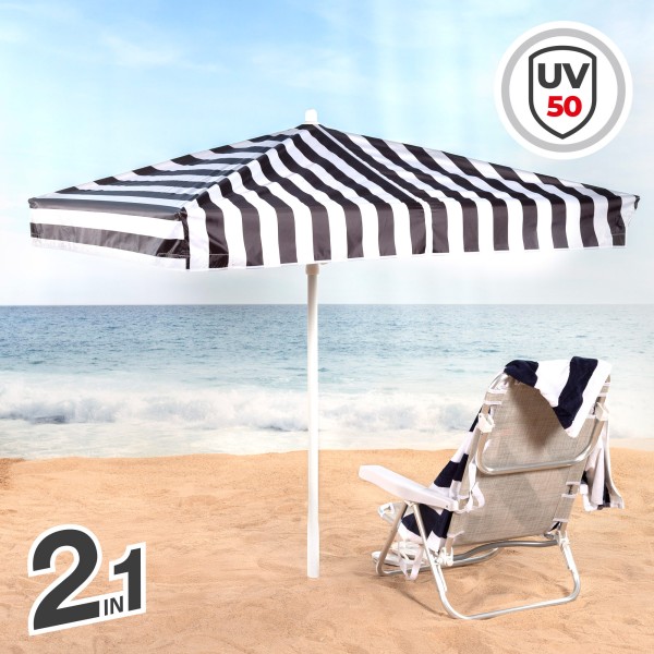 Guarda-sol de praia 2 em 1 conversível em tenda 145x145 cm | Aktive