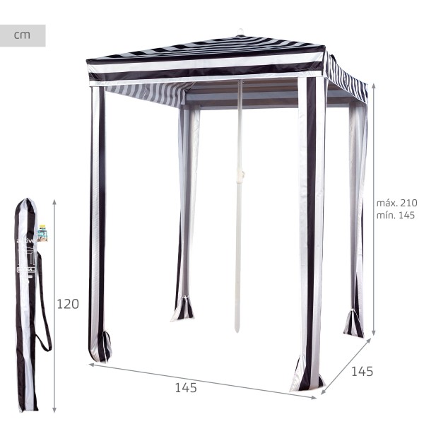 Guarda-sol de praia 2 em 1 conversível em tenda 145x145 cm | Aktive