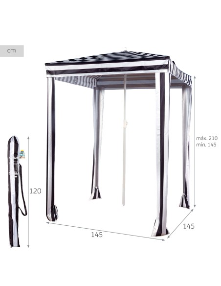 Guarda-sol de praia 2 em 1 conversível em tenda 145x145 cm | Aktive
