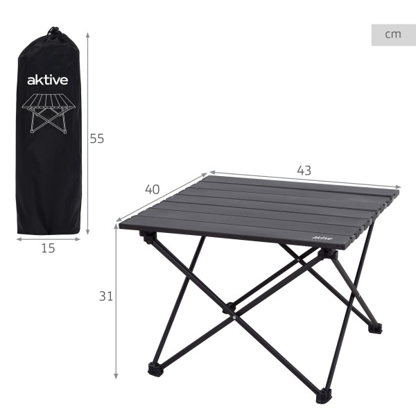 Mesa dobrável de camping Aktive 43x40 cm com bolsa | Distria