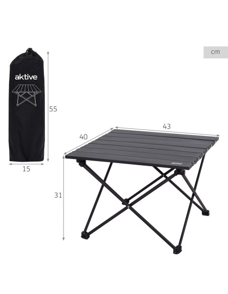 Mesa dobrável de camping Aktive 43x40 cm com bolsa | Distria
