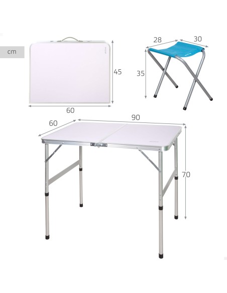 Mesa dobrável com 2 banquetas | Distria
