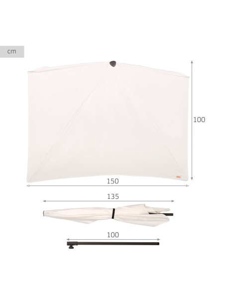 Guarda-sol de parede para terraço ou jardim 160x100 cm Aktive | Distria