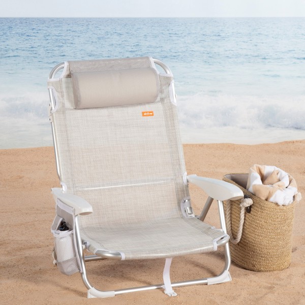 Cadeira dobrável multi-posições-Cadeiras de Praia Bege | Distria