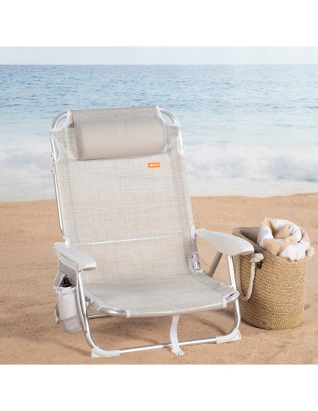 Cadeira dobrável multi-posições-Cadeiras de Praia Bege | Distria
