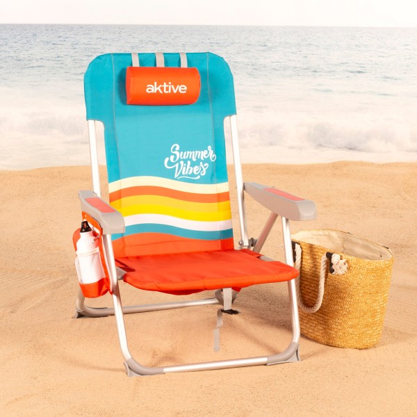 Cadeira de praia colorida com bolsos 50x60x85 cm | Distria