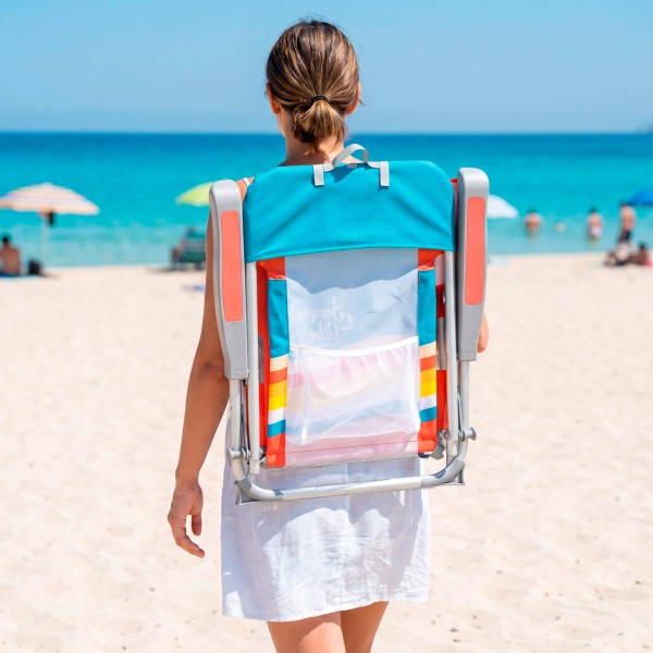 Cadeira de praia colorida com bolsos 50x60x85 cm | Distria