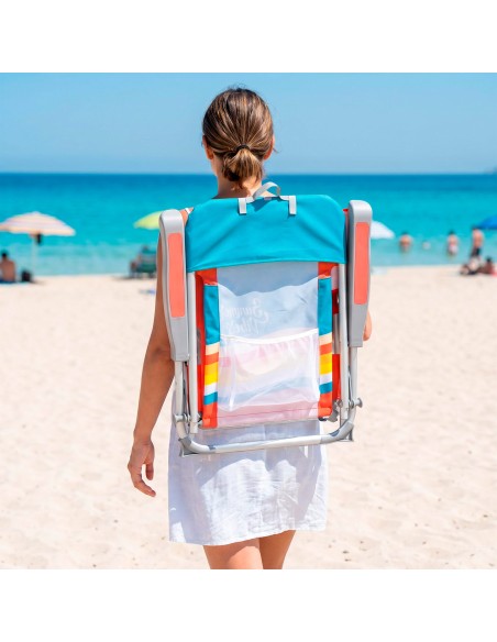 Cadeira de praia colorida com bolsos 50x60x85 cm | Distria