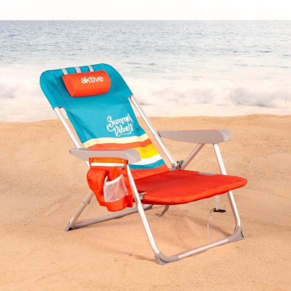 Cadeira de praia colorida com bolsos 50x60x85 cm | Distria