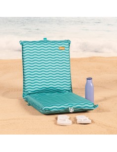 Cadeira de praia dobrável Ondas Turquesa com bolso traseiro | Distria 2