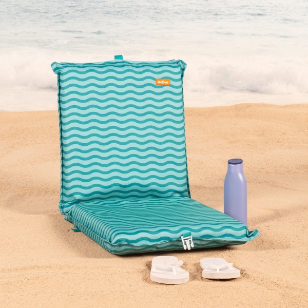 Cadeira de praia dobrável Ondas Turquesa com bolso traseiro | Distria