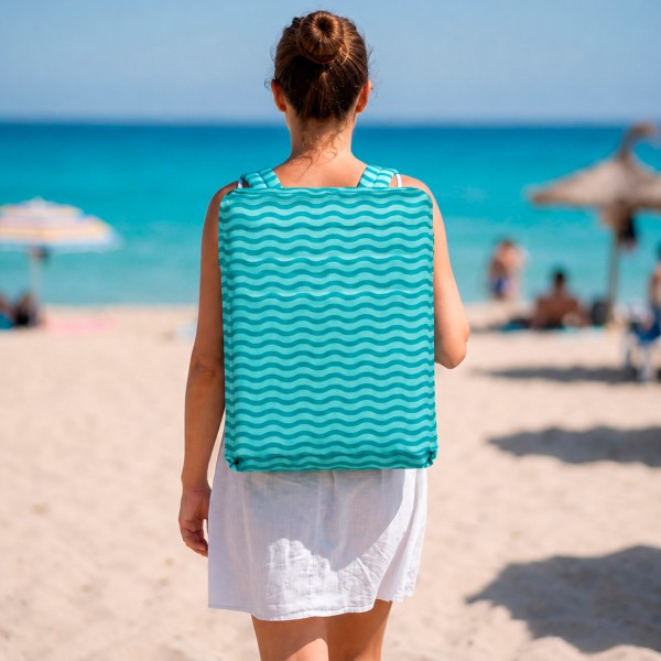 Cadeira de praia dobrável Ondas Turquesa com bolso traseiro | Distria