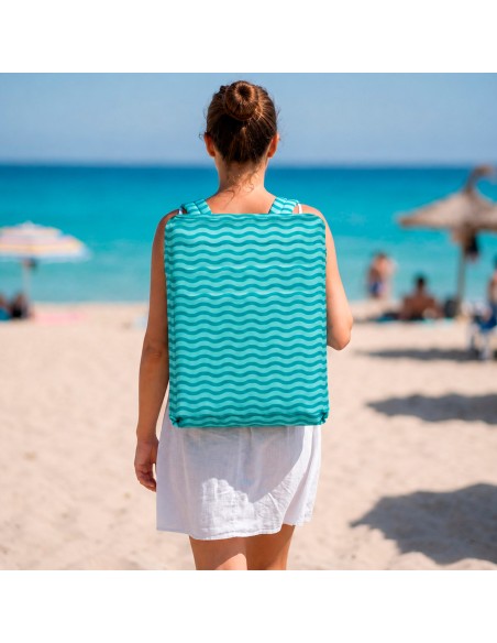 Cadeira de praia dobrável Ondas Turquesa com bolso traseiro | Distria