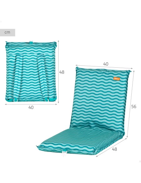 Cadeira de praia dobrável Ondas Turquesa com bolso traseiro | Distria