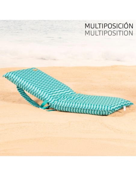 Cadeira de praia dobrável Ondas Turquesa com bolso traseiro | Distria