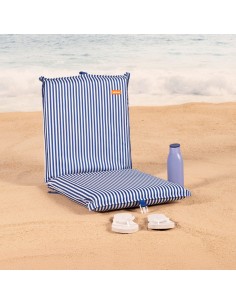 Cadeira de praia dobrável com listras náuticas e bolso traseiro | Distria 2