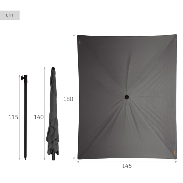 Guarda-sol cinza para terraço ou jardim 180x145 cm Aktive | Distria