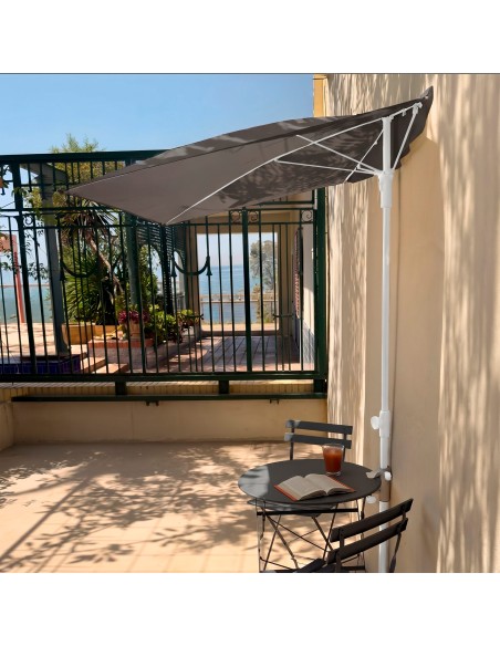 Guarda-sol de parede cinzento para terraço ou jardim 160x100 cm Aktive | Distria