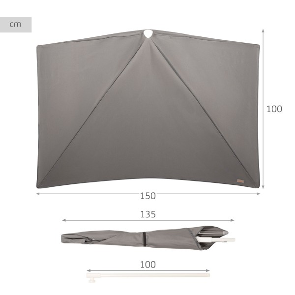 Guarda-sol de parede cinzento para terraço ou jardim 160x100 cm Aktive | Distria