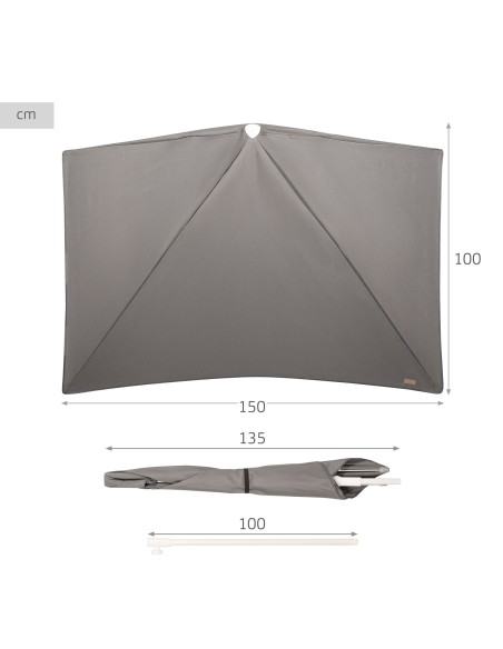 Guarda-sol de parede cinzento para terraço ou jardim 160x100 cm Aktive | Distria