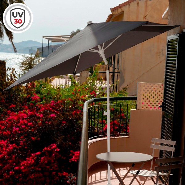 Guarda-sol retangular cinza para jardim, 180x120 cm, proteção UV30 Aktive | Distria