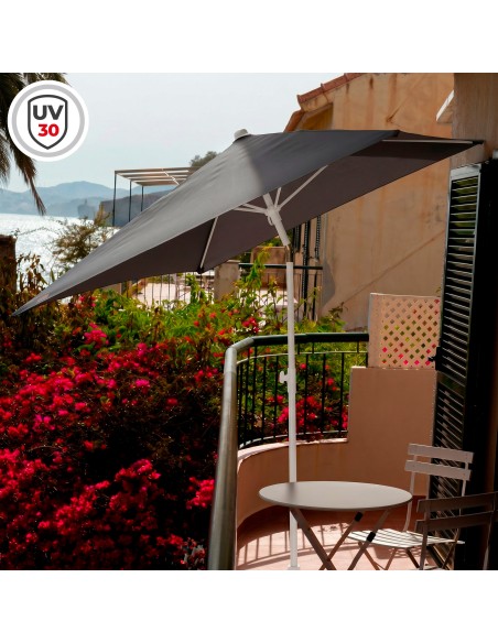 Guarda-sol retangular cinza para jardim, 180x120 cm, proteção UV30 Aktive | Distria