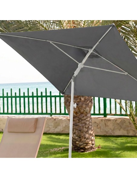 Guarda-sol retangular cinza para jardim, 180x120 cm, proteção UV30 Aktive | Distria