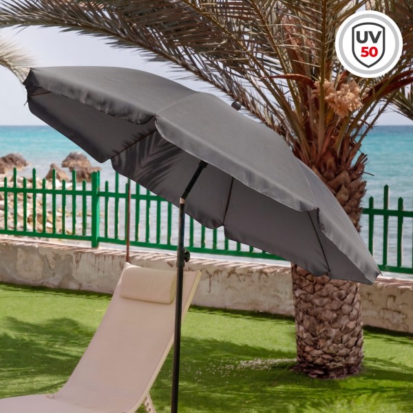 Guarda-sol grande cinza escuro de 200 cm com capa | Distria