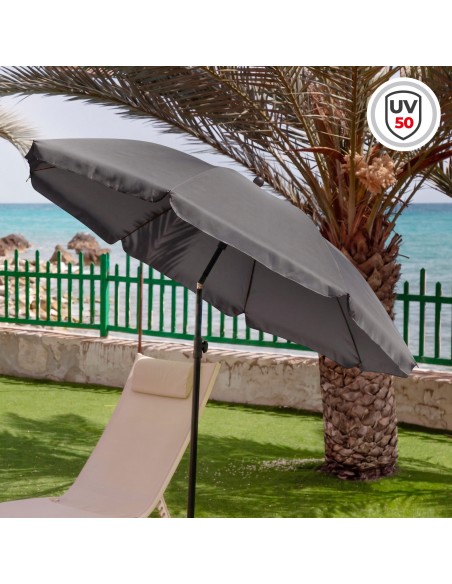 Guarda-sol grande cinza escuro de 200 cm com capa | Distria