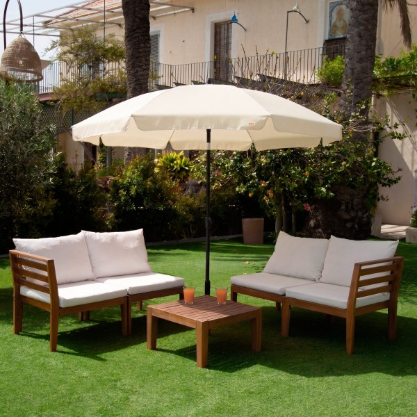 Guarda-sol grande branco creme de 200 cm com capa | Distria