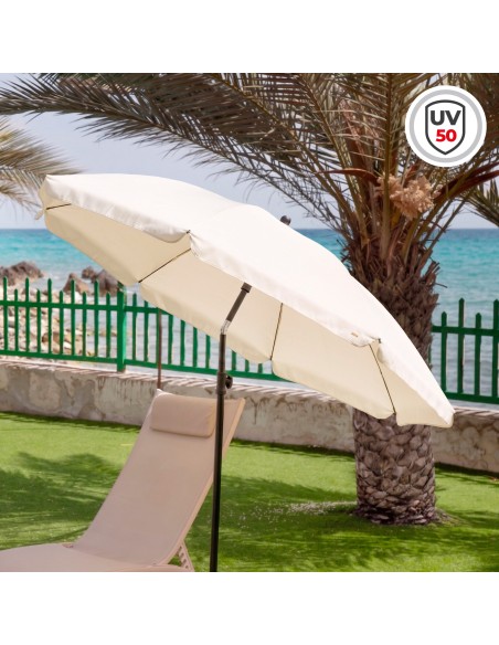 Guarda-sol grande branco creme de 200 cm com capa | Distria