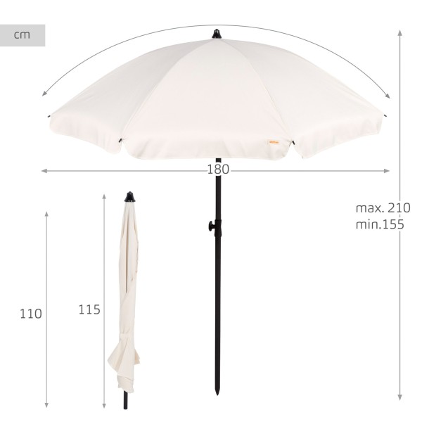 Guarda-sol grande branco creme de 200 cm com capa | Distria