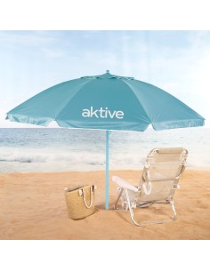 Guarda-sol de praia Aktive MAX+AIR azul Ø220 cm UV50 Aktive | Distria 2