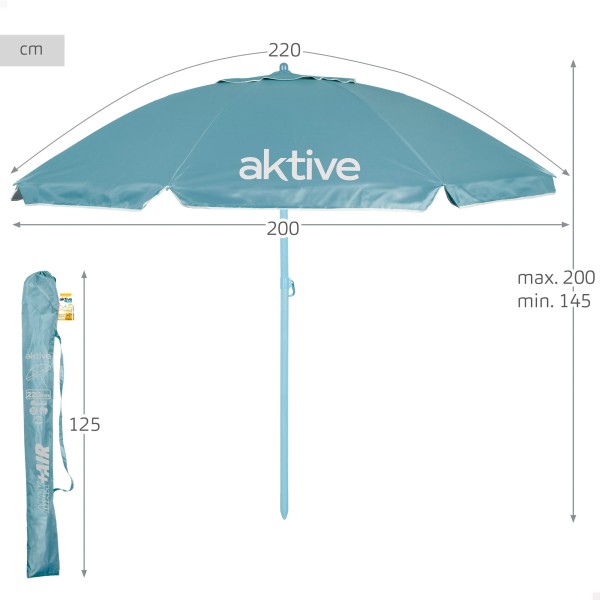 Guarda-sol de praia Aktive MAX+AIR azul Ø220 cm UV50 Aktive | Distria