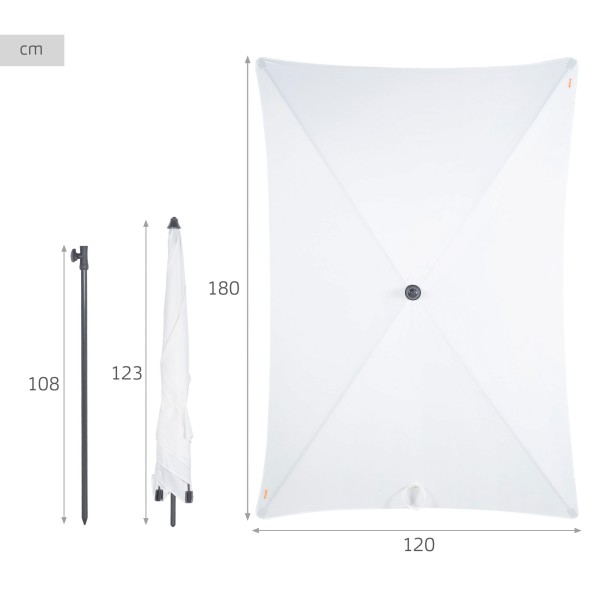 Guarda-sol retangular de jardim 180x120 cm UV30 Aktive | Distria
