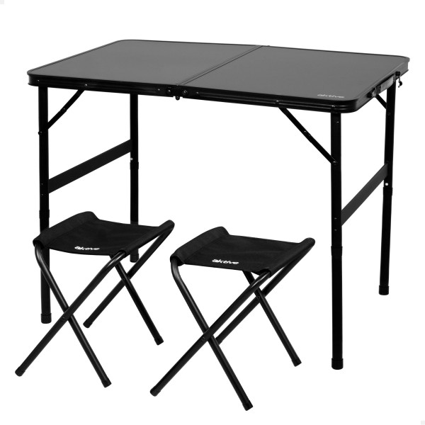 Mesa de camping dobrável Aktive com bancos ajustáveis | Distria