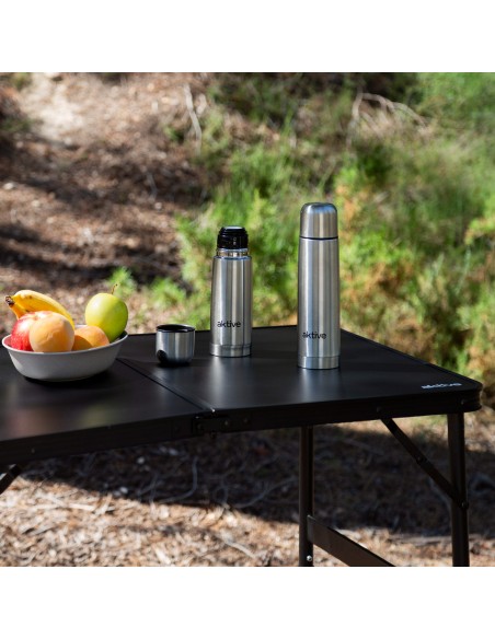 Mesa de camping dobrável Aktive com bancos ajustáveis | Distria