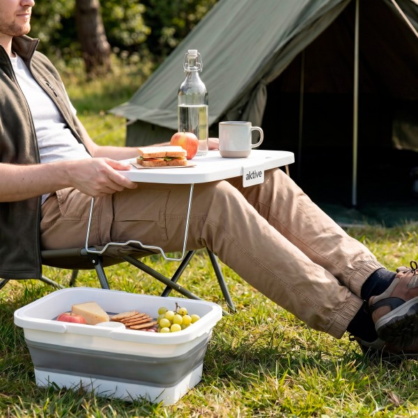 Cesto dobrável para geladeira de 15L com mesa de camping de 44 cm Aktive | Distria