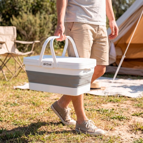 Cesto dobrável para geladeira de 15L com mesa de camping de 44 cm Aktive | Distria
