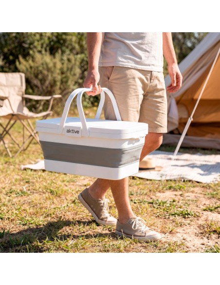 Cesto dobrável para geladeira de 15L com mesa de camping de 44 cm Aktive | Distria