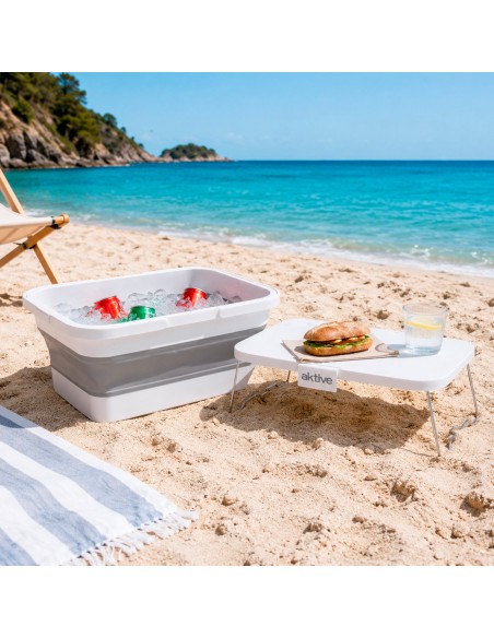 Cesto dobrável para geladeira de 15L com mesa de camping de 44 cm Aktive | Distria