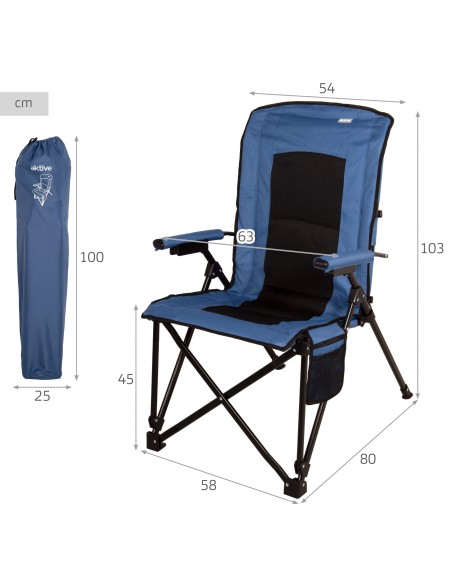 Aktive Cadeira de camping dobrável e acolchoada com 4 posições | Distria