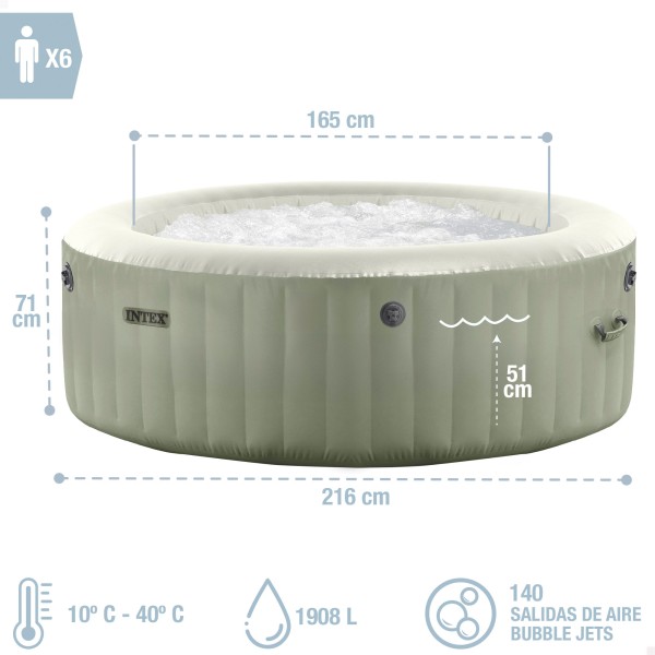 Spa inflável para 6 pessoas, verde-oliva, com bomba de filtro | Distria