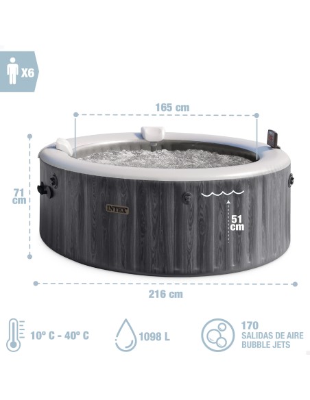 Spa inflável de luxo Greywood para 6 pessoas com filtro e aplicativo | Distria