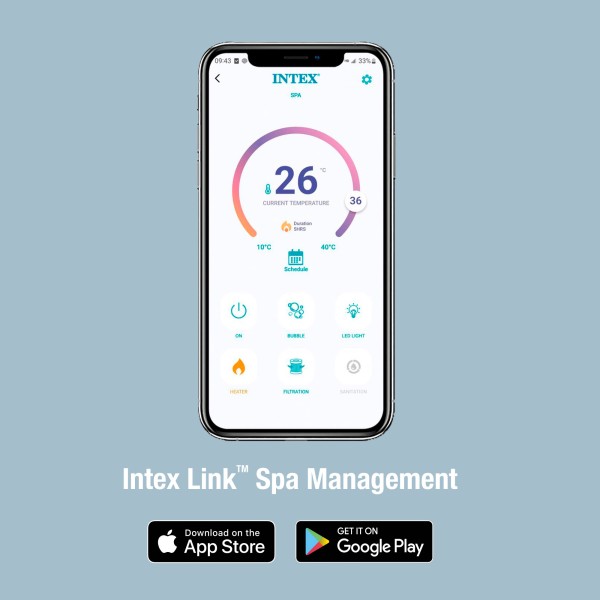 Spa inflável de luxo Greywood para 6 pessoas com filtro e aplicativo | Distria