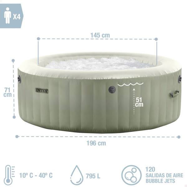 Spa inflável para 4 pessoas, verde-oliva, com bomba de filtro | Distria