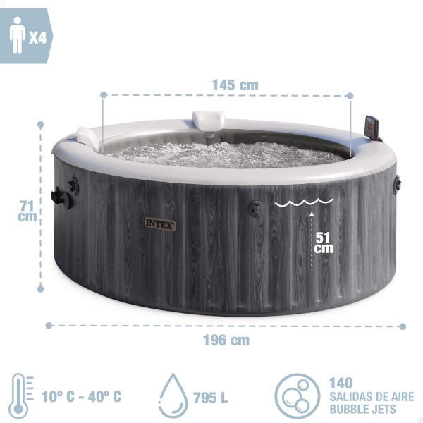 Spa inflável de luxo Greywood para 4 pessoas com filtro e aplicativo | Distria