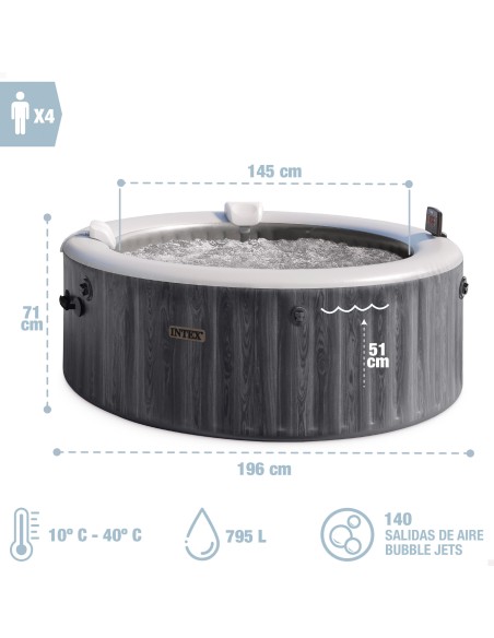 Spa inflável de luxo Greywood para 4 pessoas com filtro e aplicativo | Distria