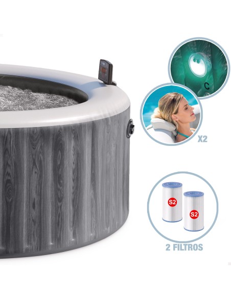 Spa inflável de luxo Greywood para 4 pessoas com filtro e aplicativo | Distria