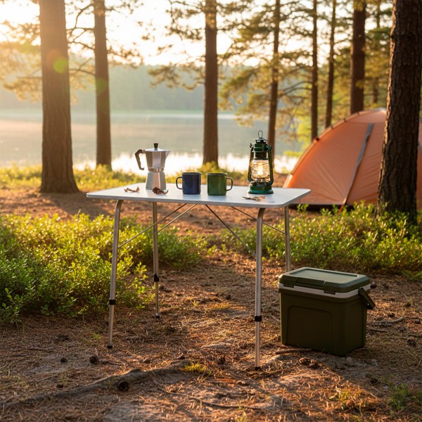 Mesa camping dobrável e regulável | Distria